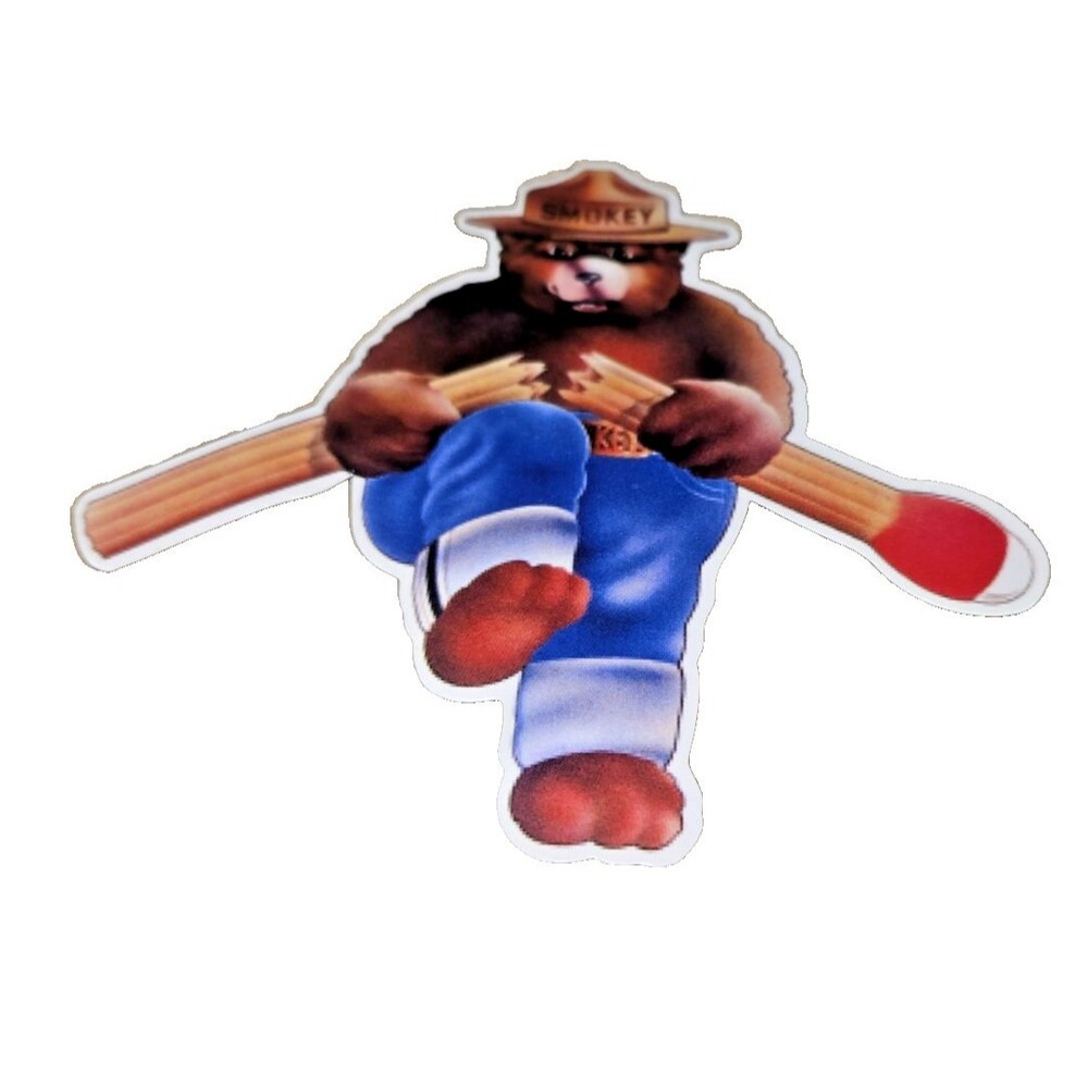 Smokey Bear Action Match Stick Wildfire Prevention Firefighting MAGNET 4 inch